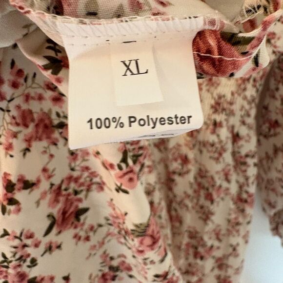 Women’s White Floral Ruffle Maxi Dress Long Sleeve Sweetheart Neck XL New - Picture 10 of 10